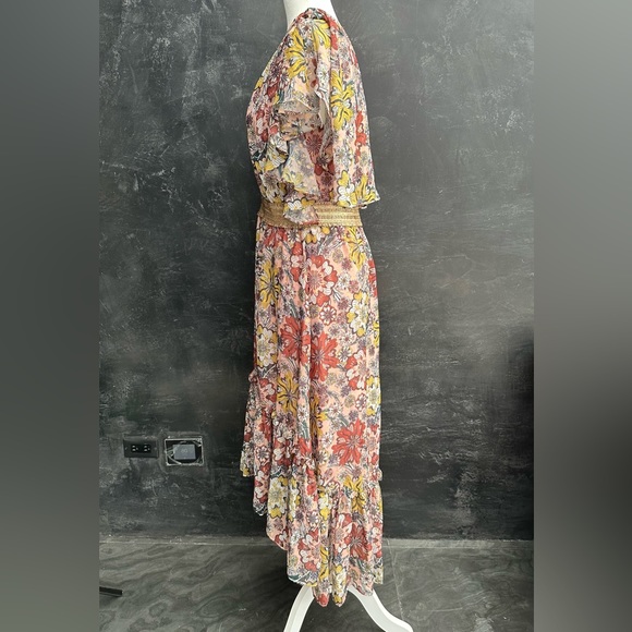 Chiffon floral print, gypsy dress, size 6 - Picture 5 of 7
